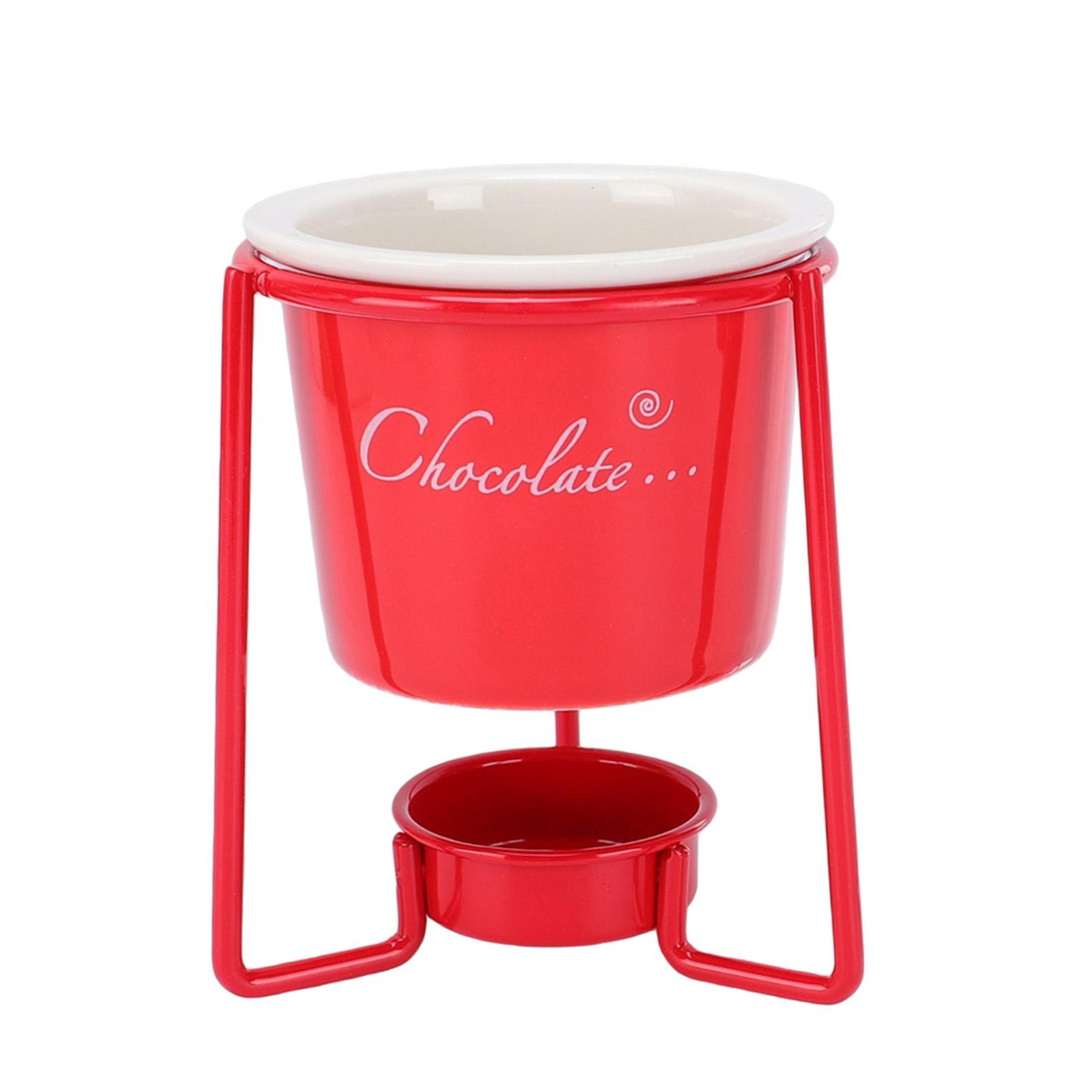 Chocolate Fondue Mug Set Multifunctional Ceramic Chocolate Melting Mug with Forks Cup Stand for Sweet