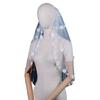 Sheer Lace Tulles Bride Veil with Fix Clip Flower Patches Veil for Marriage