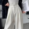 Women's Fleece-Lined Chenille Wide-Leg Pants: Tall, Draped, Casual Style for Spring & Autumn 2025