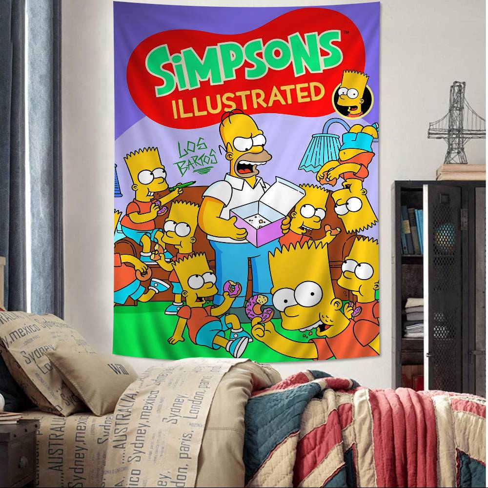 Cartoon TThe Cool SSimpsons Printed Large Wall Tapestry Hanging Tarot Hippie Wall Rugs Dorm Art Home Decor