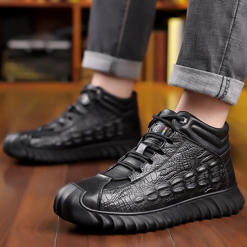 Winter First-layer Cowhide Wool Men's Cotton Shoes Outdoor High-top Velvet Northeast Thermal Leather Shoes Genuine Leather Dad Men's Shoes