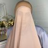 Bubblig Tung Chiffong Hijab Med Hätta Elastisk Snöre Fri Användning Stil Hijabs Enfärgad Sjal För Muslimer Håltagningfri Turban