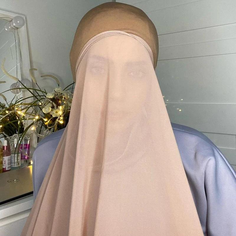 Bubblig Tung Chiffong Hijab Med Hätta Elastisk Snöre Fri Användning Stil Hijabs Enfärgad Sjal För Muslimer Håltagningfri Turban