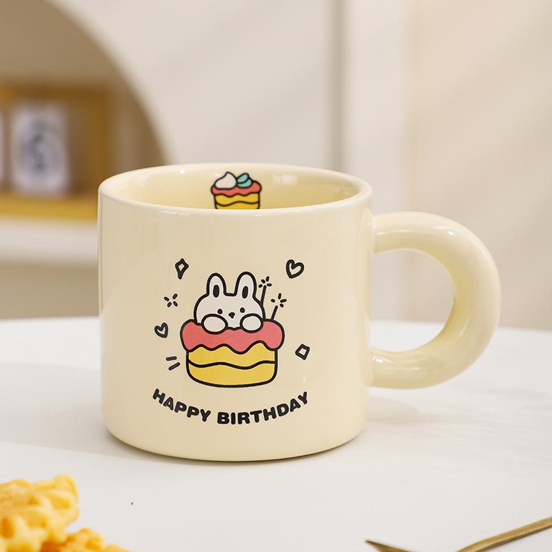 Creative Cute Rabbit Ceramic Cup Mug Coffee Cup Household Breakfast Cup Couple Pair Cup Tea Cup Drinking Cup