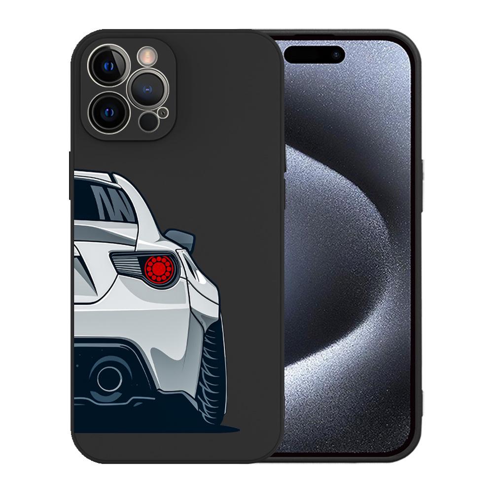 Customizable Embossed Sports Car TPU Case for Black Apple 15 Pro Max - Straight Edge Design