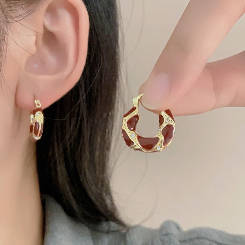 Stainless Steel Hoop Earrings for Women Girls Trendy Elegant Enamel Color Ear Loops Wedding Accessories Creative Jewelry Gifts