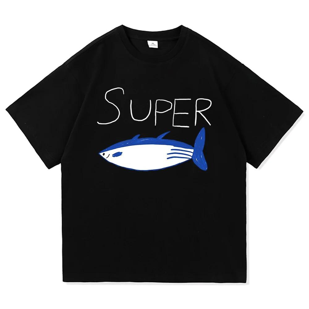 Jin Super Thunfisch Süß Retro 100% Baumwolle Bedrucktes T-Shirt Neu Unisex und Unisex Modetrend Lässig Locker Rundhals T-Shirt