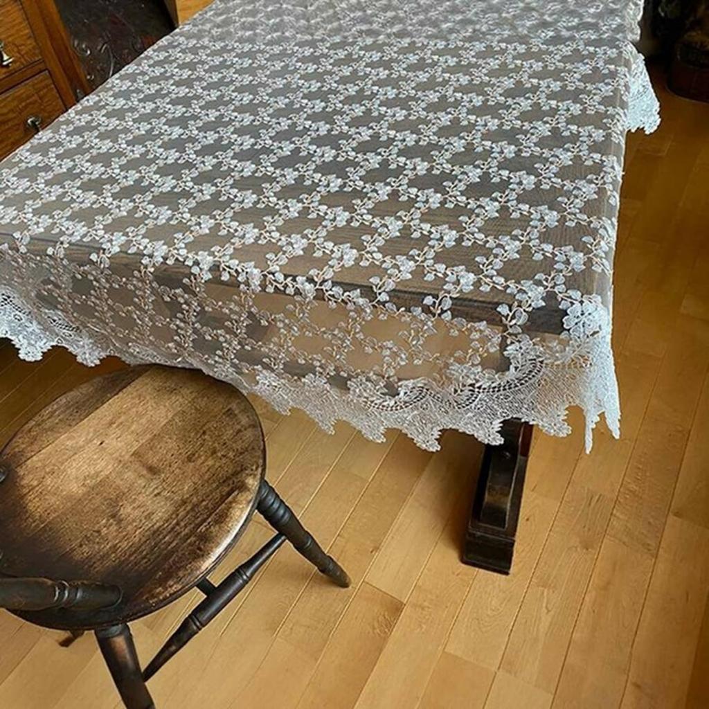 Vivienne Rose Tefleur Series Lace Embroidered Table Center White WK2348N2 Runner/Table (143cm Round, & Pink)