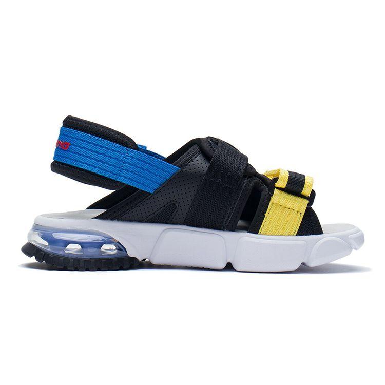 Li Ning Genç Günlük Spor Şok Emici Sandaletler Çocuk Sandaletleri Siyah Sarı Mavi YKUS002-5