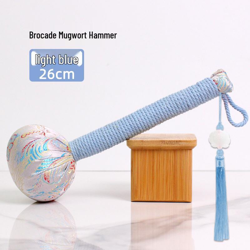 Year of the Horse Mugwort Meridian Massage Hammer - Solid Color Brocade Multifunctional Health Gift