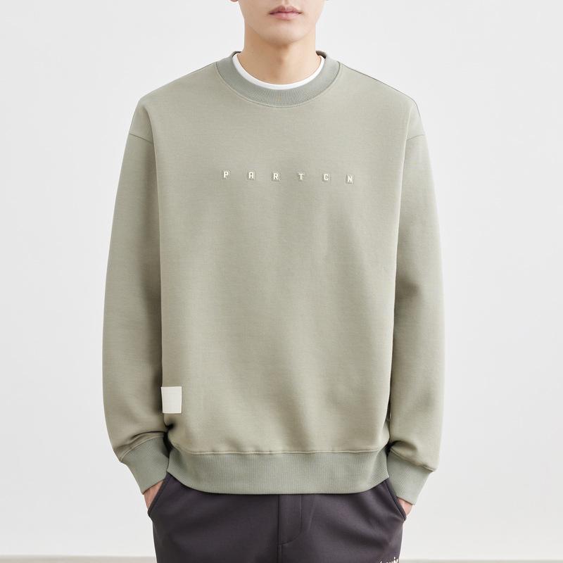 

Men s Round Neck Anti-Wrinkle Letter Print Pullover Hoodie - 2025 Spring/Autumn, Slightly Loose Casual Fashion Top. M