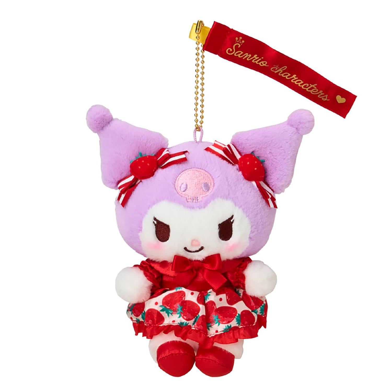 Sanrio Mascot Holder (Strawberry Newspaper 50th Anniversary) Kuromi PolyesterNylonSteel Suitable ages 6 up Toy Strap 839035
