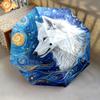 1 Stück Automatischer Faltregenschirm - Weißes Wolfsmuster, Tragbares & Faltbares Design mit 8 Speichen, Weihnachts-Geburtstagsgeschenke
