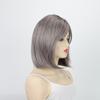 Element Synthetic Cosplay Bob Wig with Bangs Short Straight Ash Silver Grey Daily Party Wigs for Women Heat Resistant Fiber Wigs