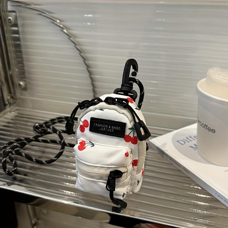 

1 шт. Мини-сумка кроссбоди с цветочным принтом, универсальная женская плечевая сумка со съемным ремешком, ткань Оксфорд, идеально подходит для сумки для помады и наушников белый