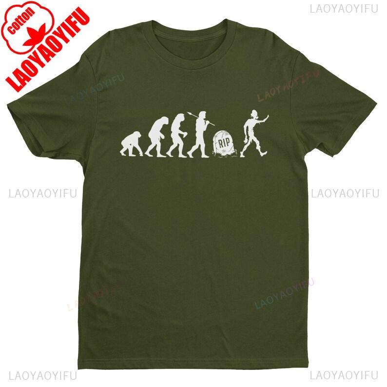 Evolution of The Zombie T Shirt From Ape Through Prehistoric Man To Gravestone and Zombie Rising Graphic T Shirts Cotton Tees