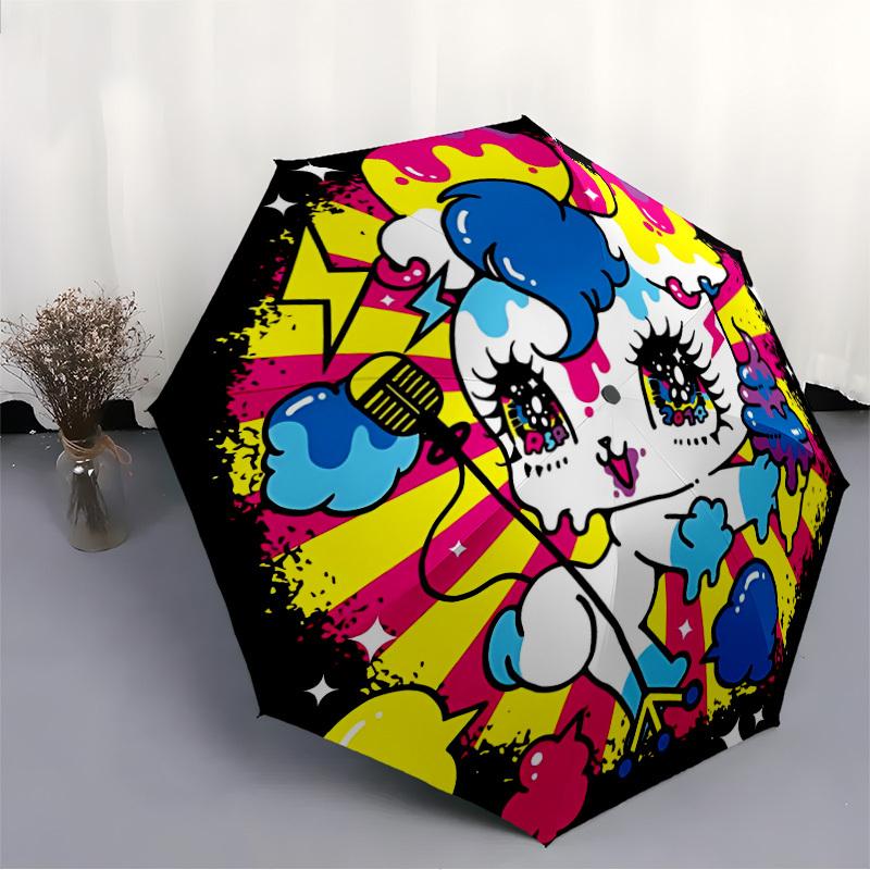 1pc Skull Pop ArtAutomatic Open/close, All-Season Portable Folding Umbrella for Friends, Travel, Everyday, Events - Compact Parasol, Outdoor