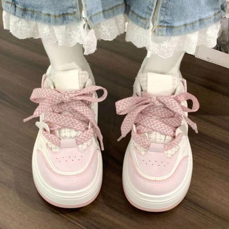 

Туфли на толстой подошве с круглым носком, на мягкой подошве, туфли с большим пальцем, тонкие, дышащие, универсальные и повседневные туфли 40 розовый