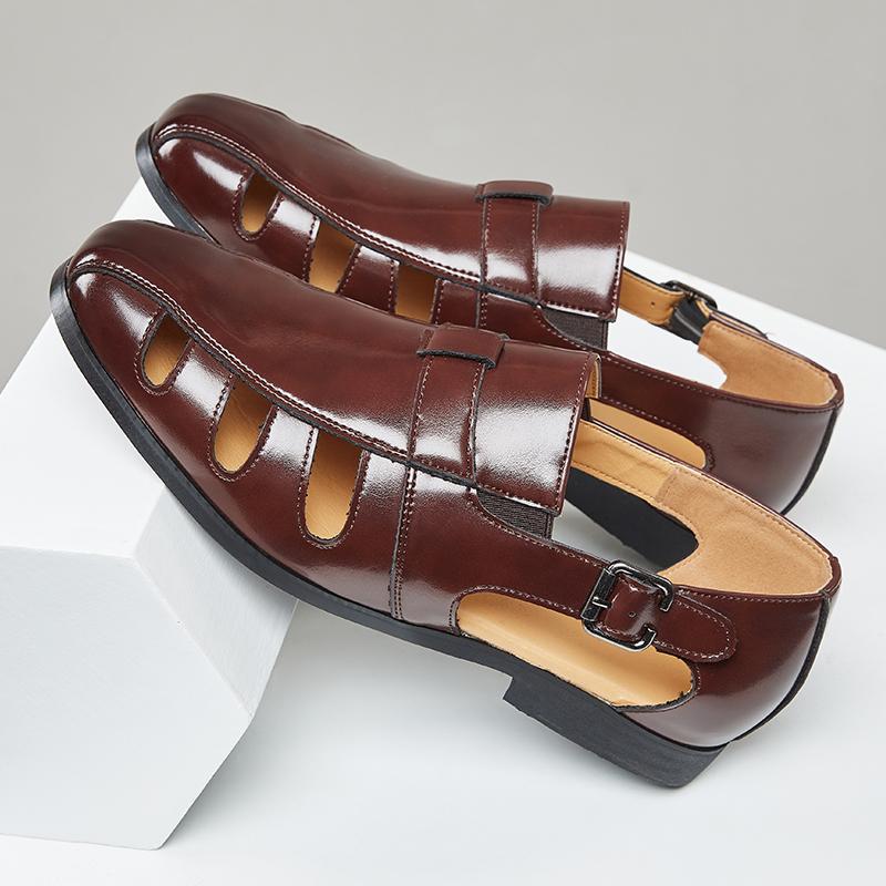 Fashion Hot Selling Men's Sandals Europe America Breathable Summer Leather Shoes High-end Brown Men's Business Work Shoes Soft Soles