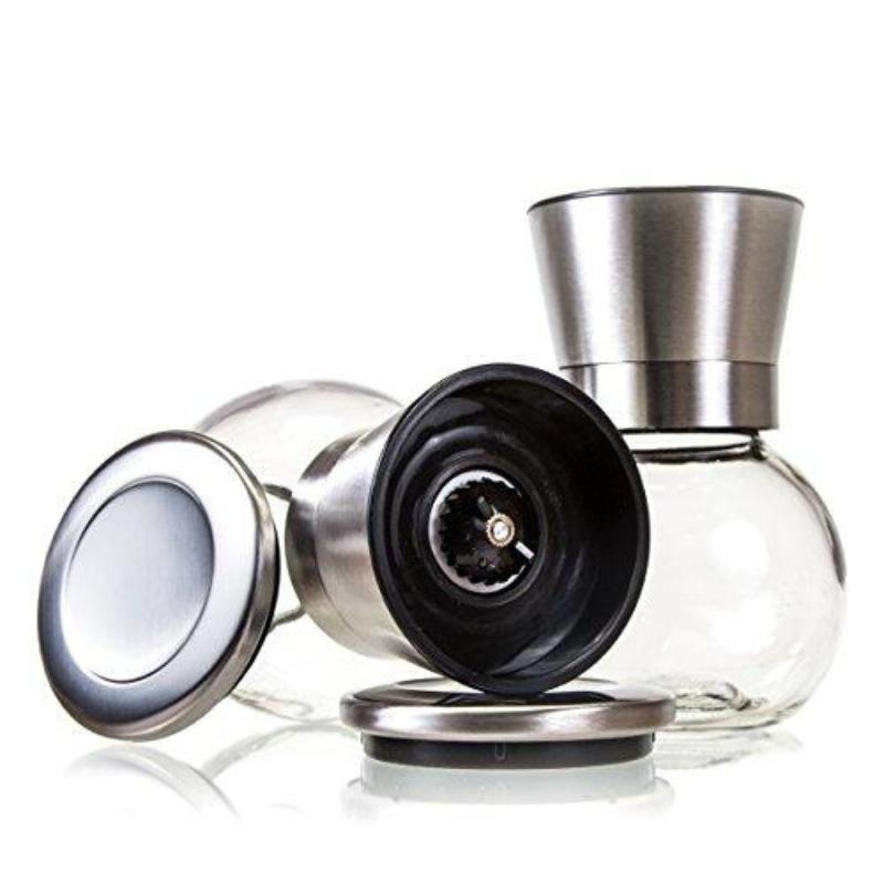 1/2/3/4 Pcs Round Salt and Pepper Mill Manual Spice Salt and Pepper Mill Set, Adjustable Coarseness