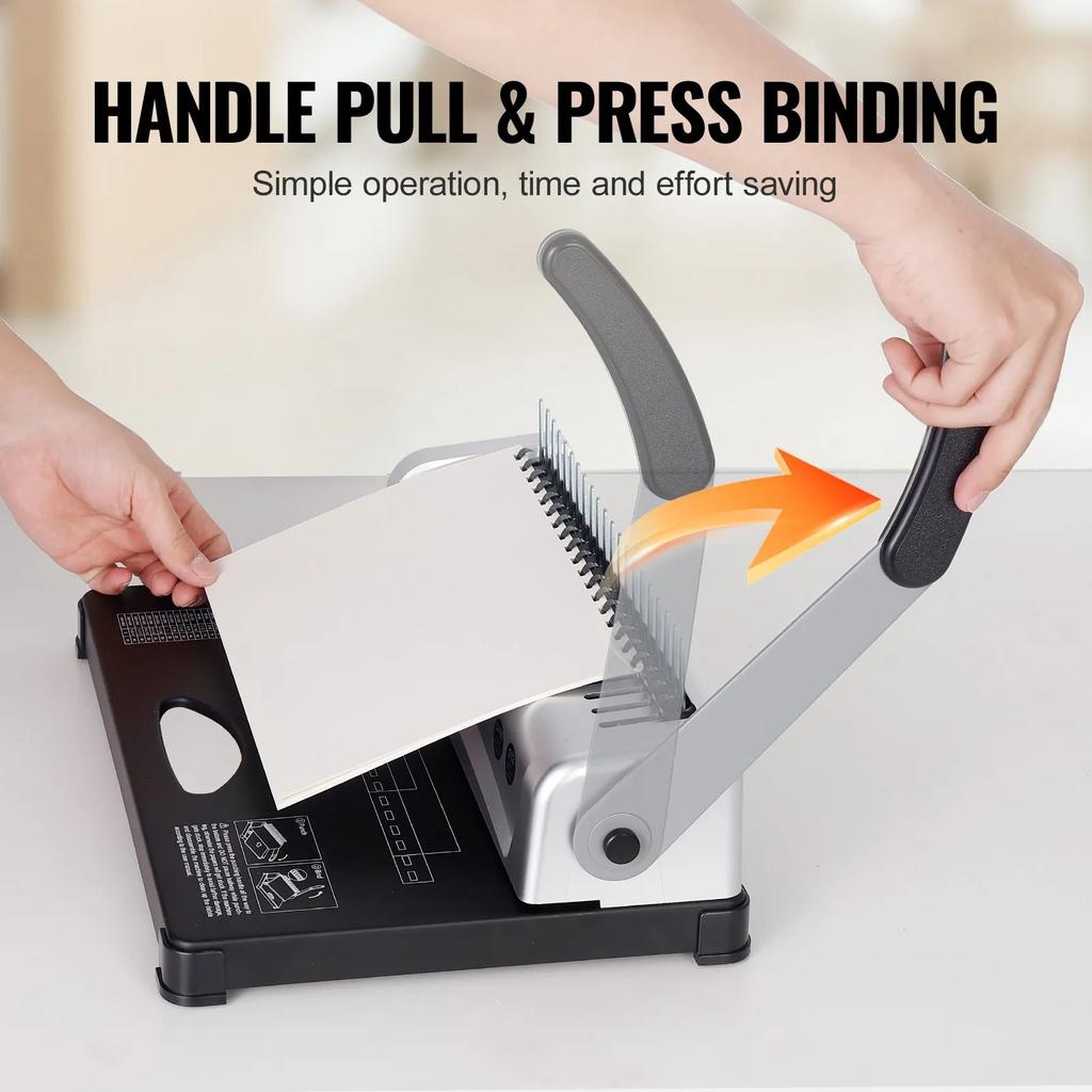 VEVOR Binding Machine, Comb Binding Machine 21-Holes Binding 450 Sheets, Book Binder Machine with 100 PCS 9.53 mm Comb Binding Spines