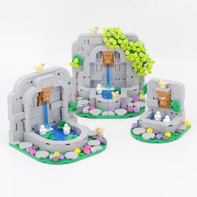 Small Particle Building Block Assembly Castle Pool Scene Medieval Architecture Caste Spring Ornament