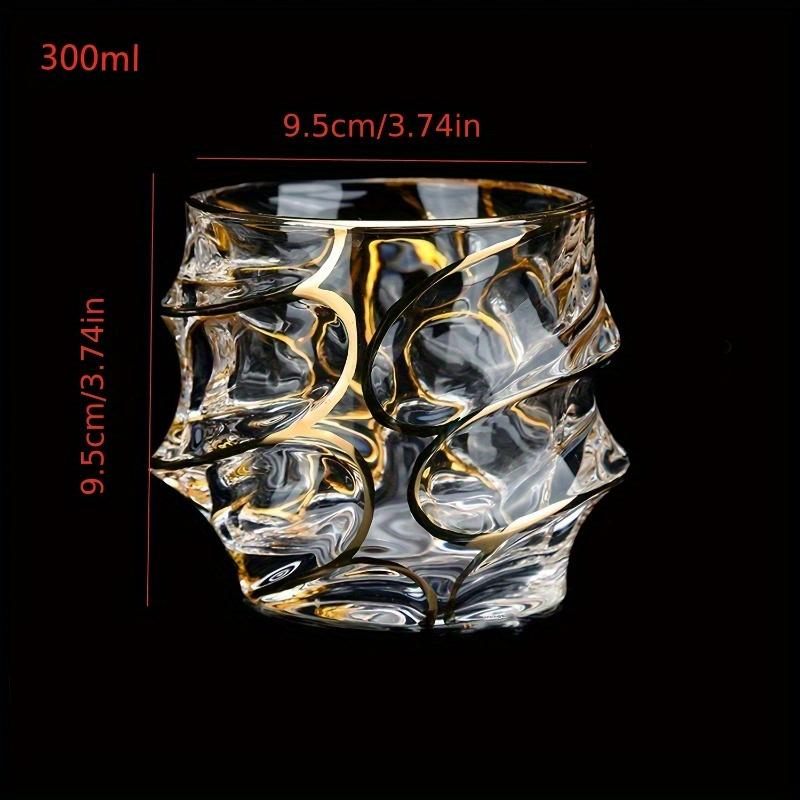 1pc Whiskey Glass Tumbler Golden Line Wine Whisky Glasses Golden Painted Crystal Barware Multi-Functional Beer Cocktail Cup Mother's Day Gift Party