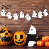 Závěsná umělecká výloha Dřevěný strašidelný nápis, Strašidelný halloweenský dřevěný nápis s jutovým provázkem, Roztomilá černobílá párty dekorace, Rustikální statek