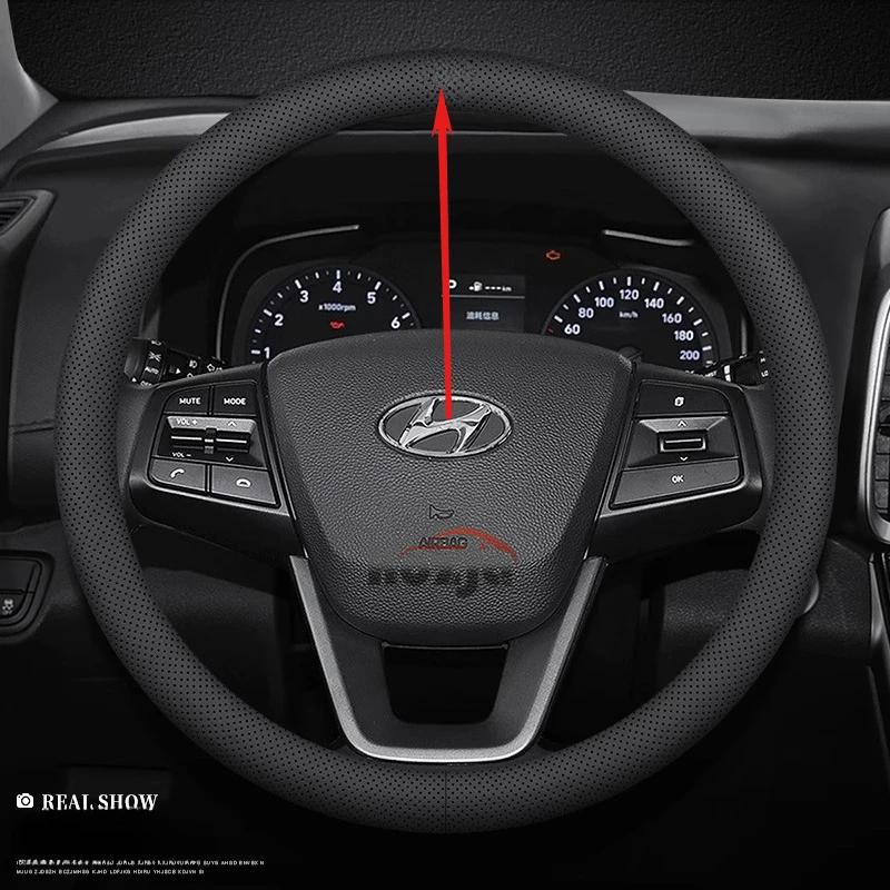 Auto Lederlenkradabdeckung für Hyundai i20 i30 Elantra KONA N Line 2013 - 2019 2020 2021 2022 2023 2024 2025 Zubehör
