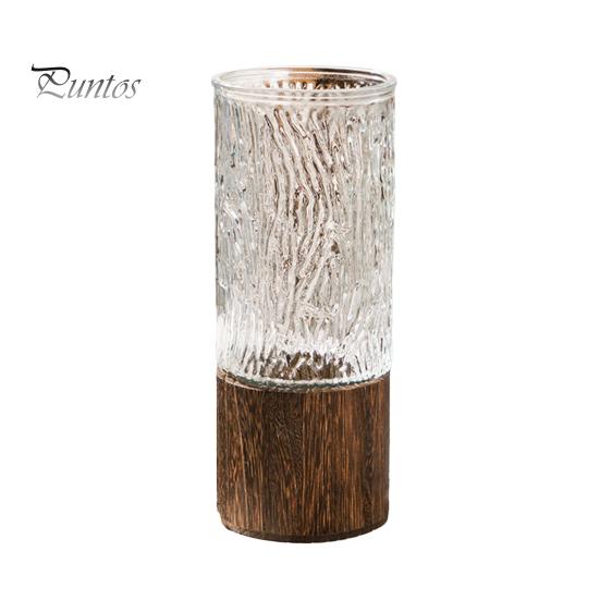 

Прозрачная стеклянная цилиндрическая ваза для цветов с деревянным основанием, центральный элемент для обеденного стола на свадьбу, гидропонный держатель для цветов, прозрачный контейнер для растений