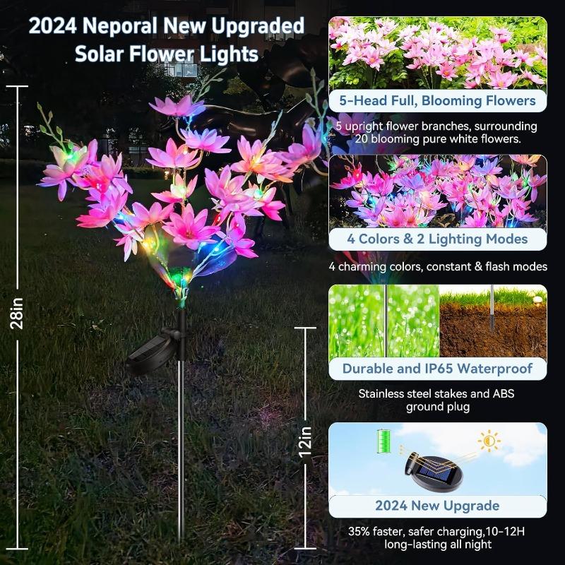 

2026 1PC New Solar Flowers Lights Outdoor Waterproof IP65 Decorative Outdoor Garden, Yard, Pathway, Park Ambient Lighting 1pc