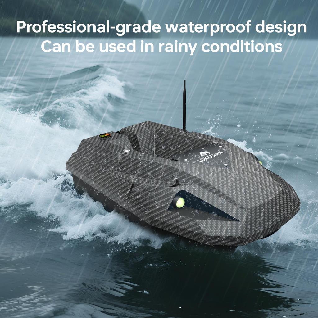 GPS Fishing Bait Boat LOKEEVAN D50B 590 Brushed Motor Dual 15600mAh Battery 2kg Load 500M Remote Control Night Light