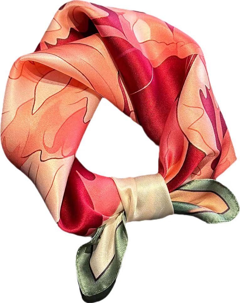 Brand 100% Natural Silk Scarf Women Neck Foulard Square Headband Scarves Bandana Fashion Hijab Print Poncho Scarves Pashmina