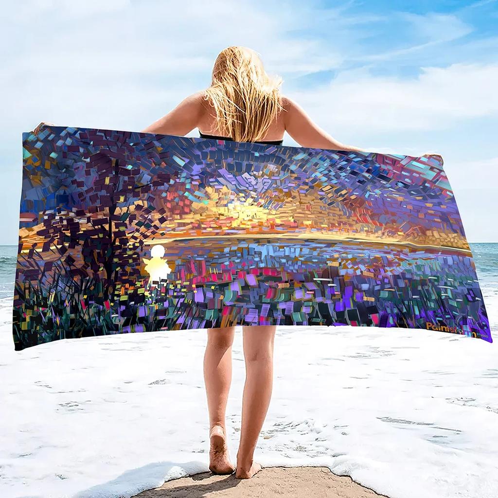 Art Pictures Microfiber Beach Towel,Abstract Art Bath Towels for Girls Women,Super Soft Water Absorbent Bath Towels for Pool