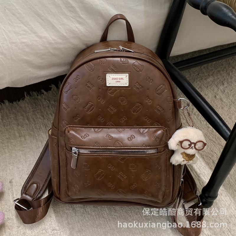 Simple Retro Embossed Backpack Bag 2025 New Autumn and Winter Fashionable Versatile Female Students Class Commuting Small Bag