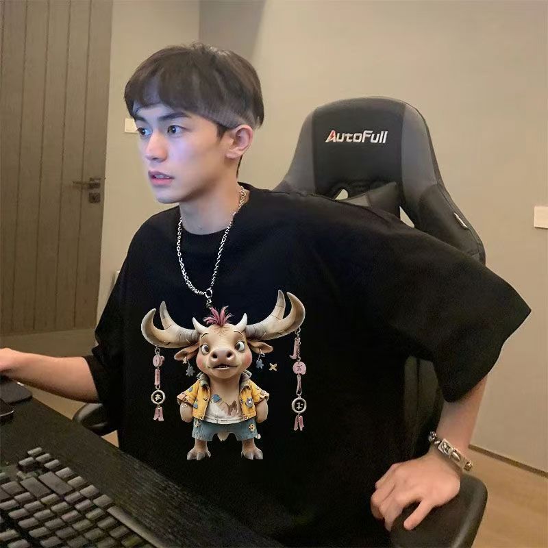 Summer new boys handsome short-sleeved t-shirt pure cotton loose round neck casual t-shirt top