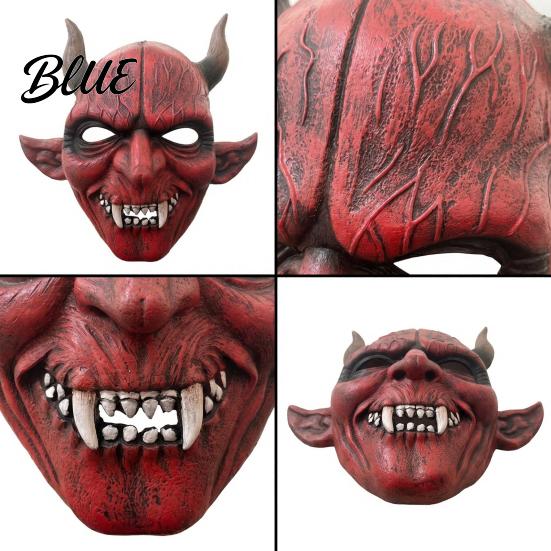 Blood Texture Devil Masque Halloween Scary Demon for Adults Horror Red Full Face Party Haunted House Cosplay Prop Theme