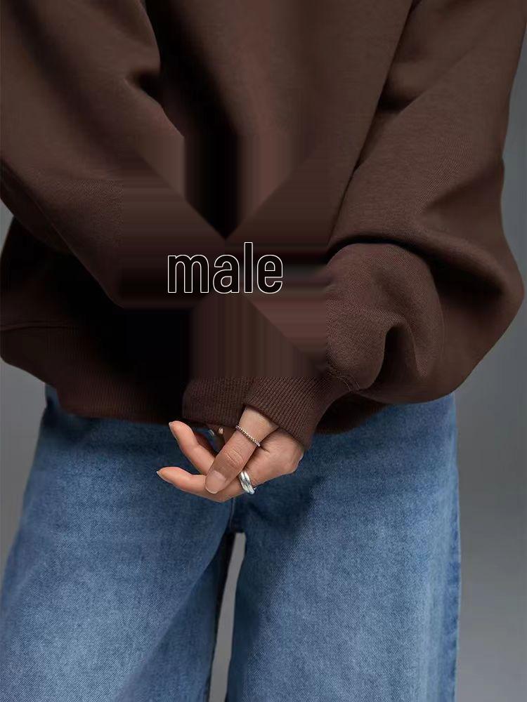 Women's Versatile Loose Plus Velvet Letter Print Sweatshirt - 2024 Autumn/Winter Lazy Style, Thickened, Round Neck