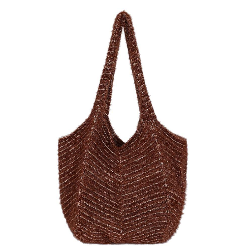 Fashion Korean Style Knitted Shoulder Bag Casual Vintage Woven Tote Bag Leisure Handbag Winter Underarm Bag Autumn