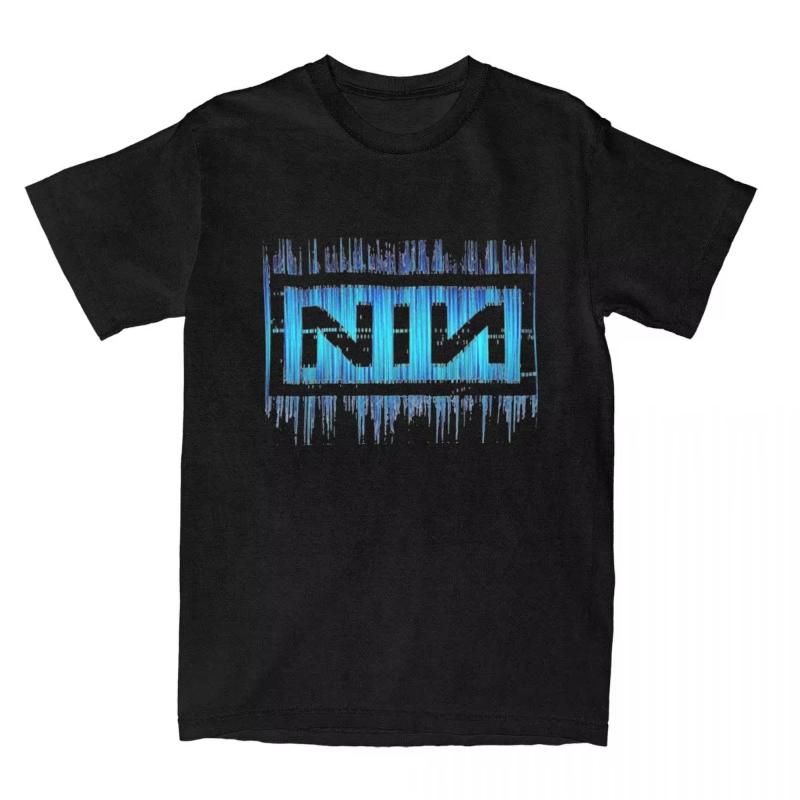 

Harajuku Nine Inch Nails Tshirt Unisex Women Oneck Short Sleeve Clothes NIN Music Band Cotton Summer Tops Shirts S