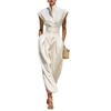 European and American Temperament Women's Clothing Spring and Summer New High Waist Half-length Skirt High Neck Loose Top Commuter Dress