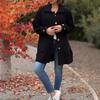 Women Solid Color Coat Fall Spring Cardigan Jacket Long Sleeves Turn Down Collar Single Breasted Buttons Loose Fit Dating Commuting