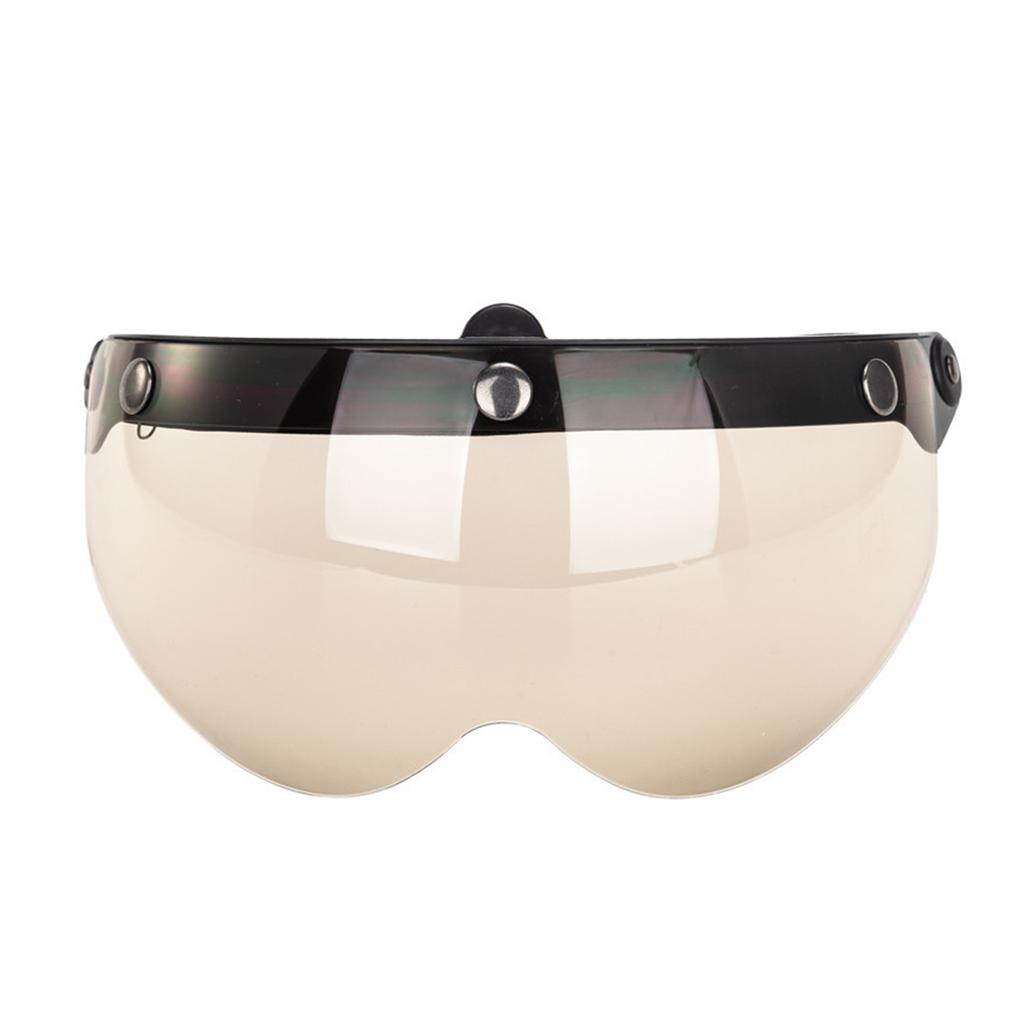 Universelt Motorsykkel Retro Pilot-stil Standard 3 Trykknapp Visir Vipp Opp Ned Åpen Ansiktsmaske Hjelm Vindskjerm Slitesterk