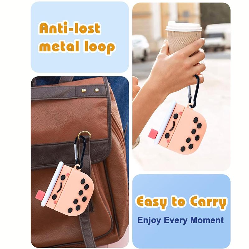3D Milk Tea Cute Cartoon Earphone Case for Airpods 1 2 Shockproof Silicone Soft Charging Box Cover for Airpods 3 2021 Pro