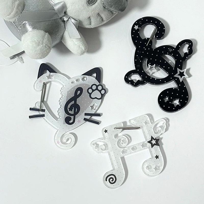 Cartoon Cute Musical Notes Carabiner Acrylic Keychain Pendant Creative Backpack Hanging Decoration Accessories Holiday Gifts
