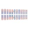 Long Blue Press-On Nails With Floral Bow Design Sparkly Glitter Sweet Cool Style Women