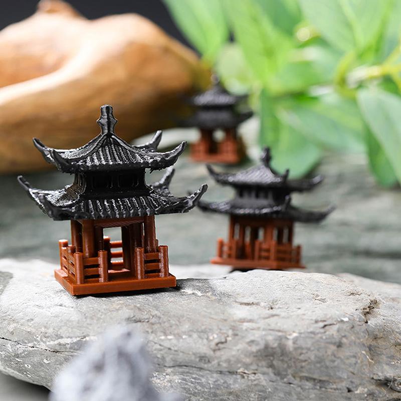 Mini Pagoda Statue Fairy Garden Decor Ancient Building Model Japanese Pavilion Decorations Zen Garden Aquarium Bonsai Decor