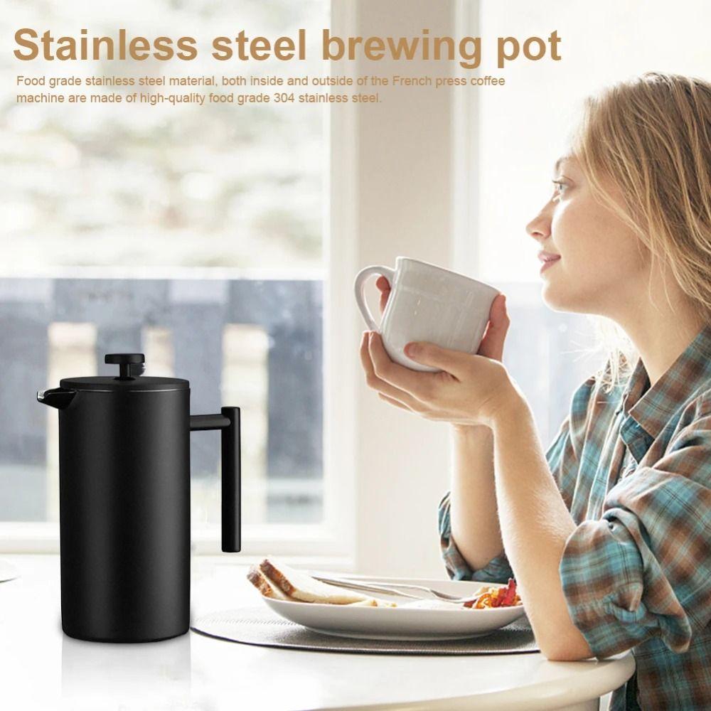 Double Wall Insulated Coffee Pot Filtration System Coffee Press Machine  Hand-made Coffee