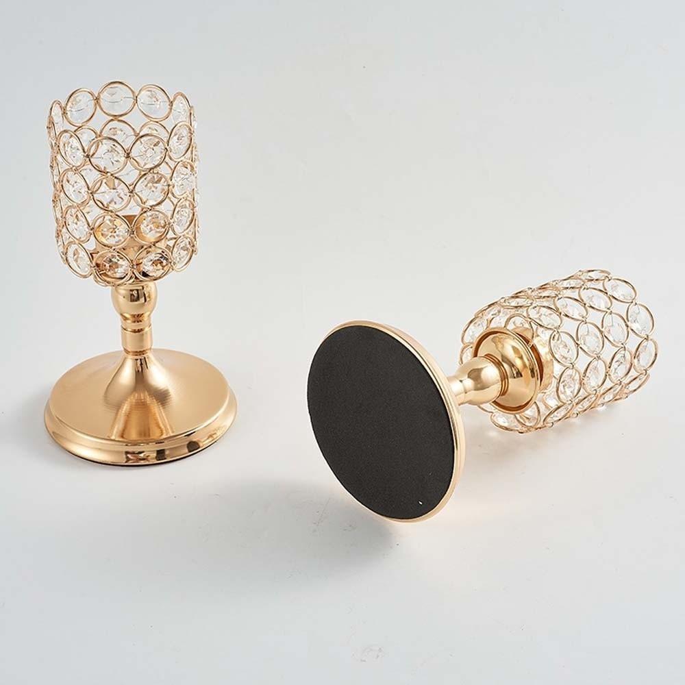 Romantic Crystal Candle Holder Metal Craft Candelabra Church Decor Wrought Iron Candlestick Party