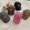 Women Baseball Cap Vintage Washed Cotton Soft Top Dad Hat Retro Y2K Pink Love Heart Letter Embroidered Snapback Caps